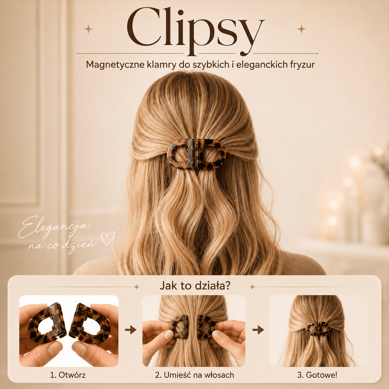 Clipsy- łączone klamerki do włosów